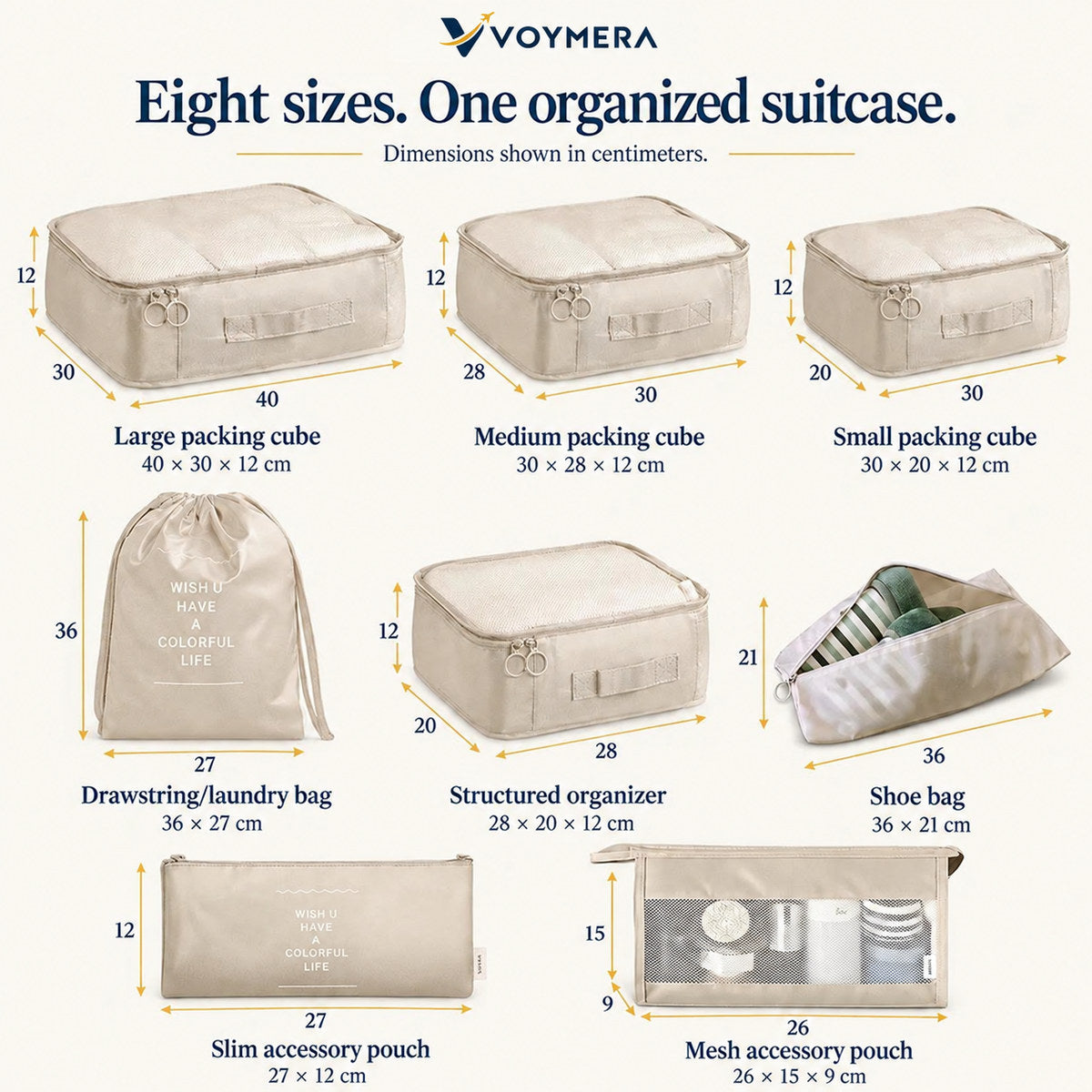 VOYMERA Pack8™ 8-Piece Packing Cube Set